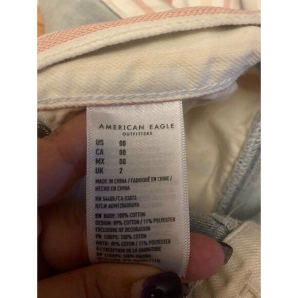 American Eagle, women's red/white/blue american flag themed frayed hem shorts 00 - Picture 6 of 8